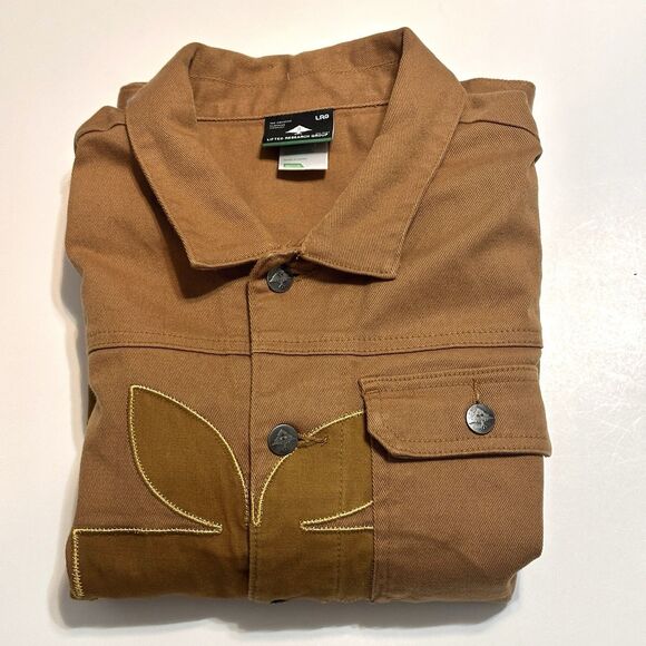 LRG Trucker Jacket Men’s Medium Brown Tan Denim Lifted Research Group Naturalist - Picture 9 of 9